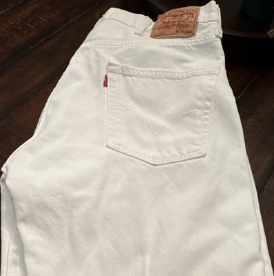 Levi's Men's White Denim Jeans Straight Fit Mid Rise Vintage 501