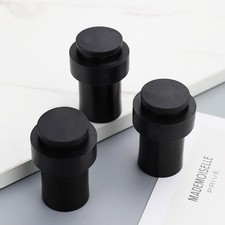 Black Stainless Steel Rubber Bumper Floor Mounted Door Stop Heavy Duty Doorstop