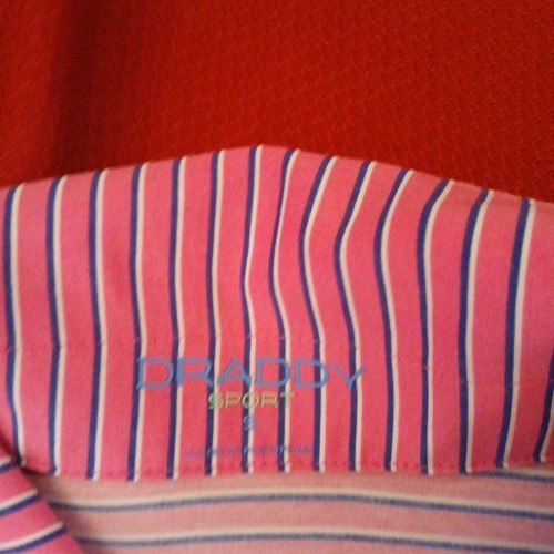 Draddy Sport Pink Striped Golf Polo Shirt Mens Small - Picture 5 of 8