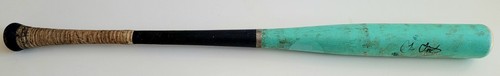 RARE Atlantic League Luis Lopez Bridgeport Bluefish Green SIGNED Game Used Bat!