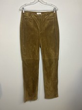 Vintage Liz Claiborne Pants Sz 8 30X30 Genuine Calf Suede Leather Brown Western