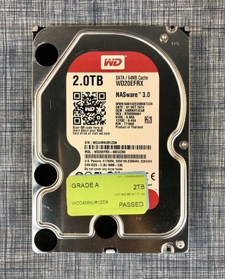 WD Red 2TB NAS Hard Drive WD20EFRX 3.5'' SATA 64MB NASware 3.0 Tested