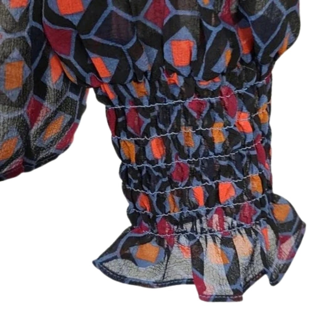 Highline Multicolor Tile Pattern Blouse Excellent… - image 4