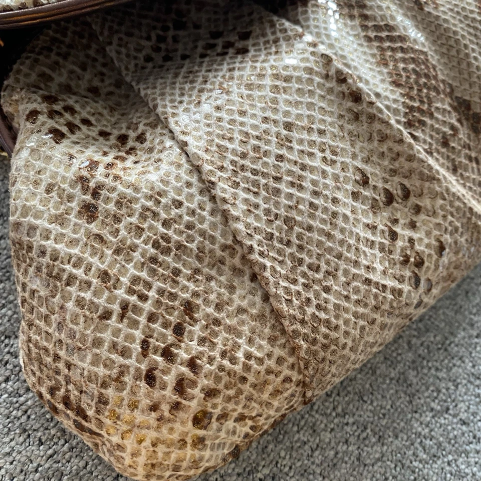 Chico’s Snake Skin Satchel Purse Shoulder Bag Chain Strap Magnetic Close - Image 2 of 4