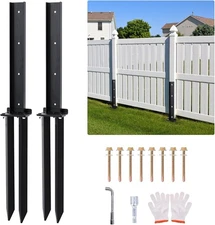2-Pack Fence Post Repair Kit 32in Heavy Duty Ground Spike Anchor for Wood Posts