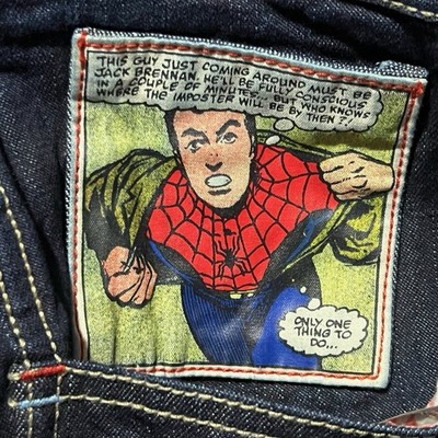 【263】ECKO UNLTD スパイダーマン 刺繍デニム 90sワイドジーンズ Vintage Ecko Unltd Spider-Man Denim Jeans Mens 40 Marvel Graphic