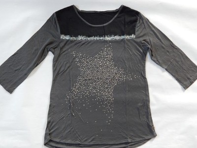 T-Shirt Bluse Esprit schwarz grau Sterne 34-36-38 weich Viskose Leo 3/4 Arm NEU