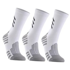 3 Pairs Compression Athletic Crew Socks for Men Women Cycling Hiking White