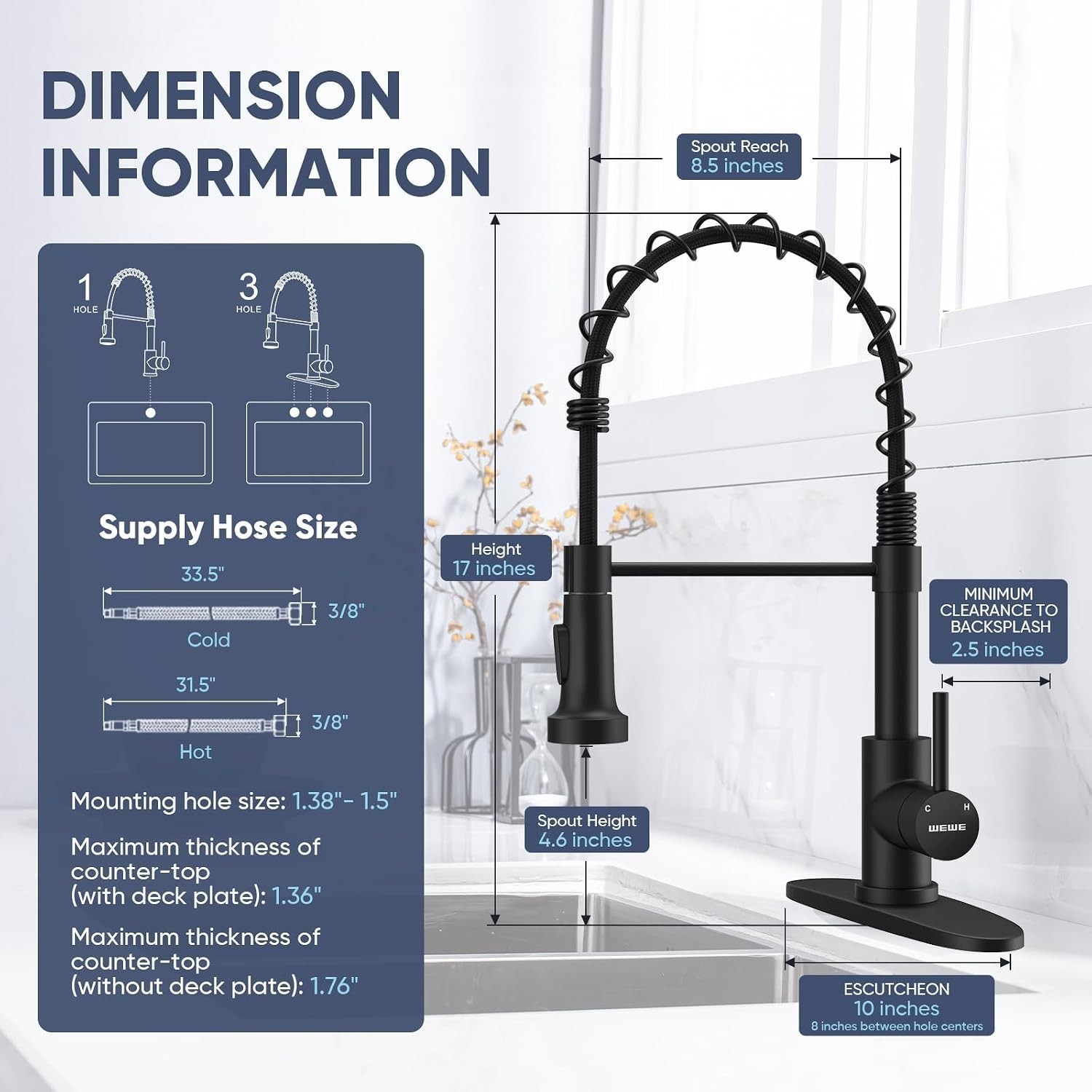 как выглядит High Arc Kitchen Faucet with Pull-Down Sprayer, 360 Swivel Design in Matte Black фото