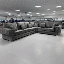 Luxury| Verona 6 Seater Corner Dark Grey | Full Back | Extra Pillows 