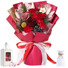 Emibele Preserved Flowers for Delivery, Flower Bouquet Eternal Red Roses