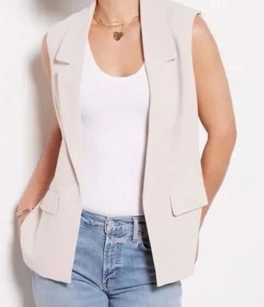 Evereve Winona Vest XS Dusty Rose Pink Sleeveless Open Front NWT