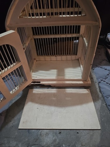 Jaula para pájaros vintage de madera y metal estilo victoriano desgastado (estado original) - Imagen 8 de 19