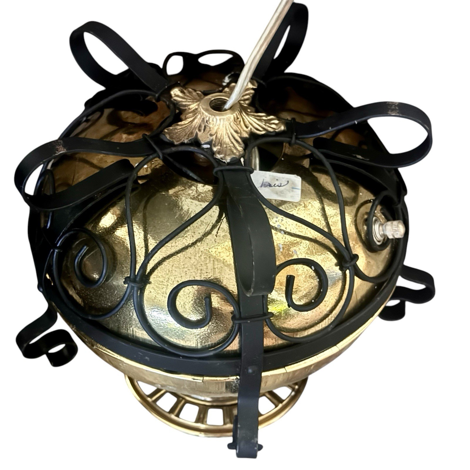 1800s THE B&H Electrified Brass/Iron Scroll GWTW Oil Lamp Bradley Hubbard 15”