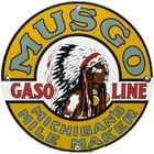 VINTAGE MUSGO GASOLINE PORCELAIN SIGN GAS STATION PUMP MOTOR OIL SERVICE