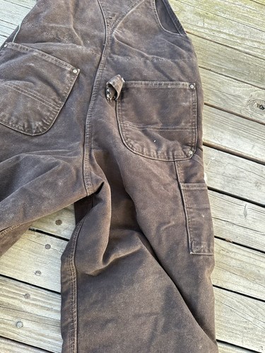 Carhartt Double Knee Insulated Adjustable Bib Overall Dark Brown R27 DKB 32x32 - Picture 18 of 22
