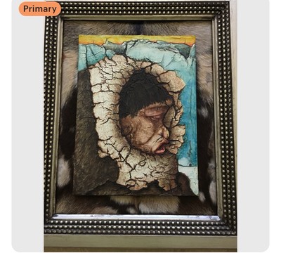  Eskimo Pie,  By Tazz Original Mixed Media Painting Framed 25 x21 x1.5 