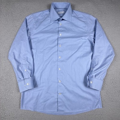 Eton Shirt Mens 16.5 42 Blue Button Dress Contemporary Micro Houndstooth Casual
