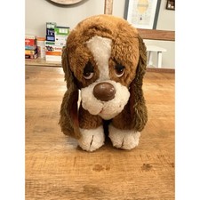 Vintage Russ Berrie Co Plush Dog Baxter Basset Hound Stuffed Sad Eyes