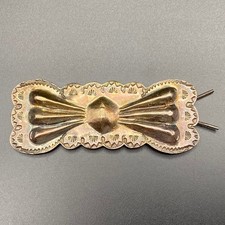 Vintage Navajo Native Repousse Hand Stampwork Silver Hair Barrette Clip