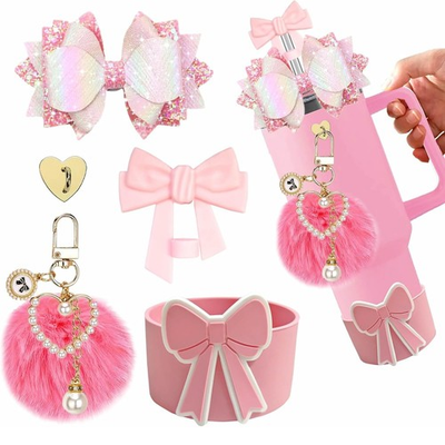 #ad 5Pcs Bling Silicone Accessories for Stanley 30Oz 40Oz Tumbler Cup Including Bow $14.00