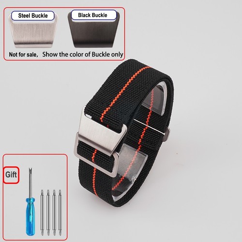 60s French Troops Parachute Bag Elastic Watch Strap 18 20mm 22mm Nylon Watchband - Picture 88 of 157