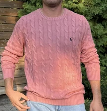 Pink Ralph Lauren Men's Cable Knit Sweater, NWT