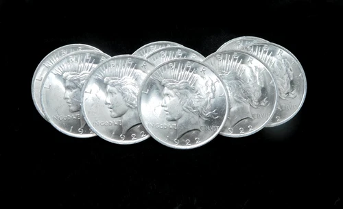 Lot of 9x 1922 $1 Silver Peace Dollars - BU