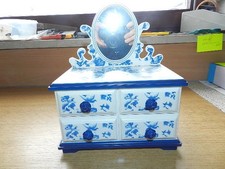 Schmuckkasten Spieluhr Ballerina Schmuck Schatulle blau/weiß Ballett