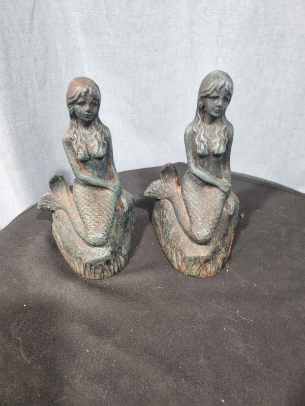 Vintage Cast Iron Mermaid Book Ends Nautical Decor Home Decor