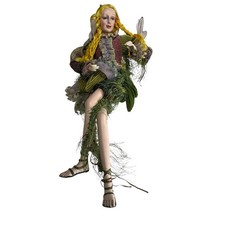 Handmade Fairy Art Doll Mixed Media Moss Wings Braids Woodland Fantasy 21 In