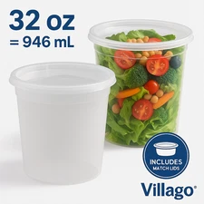 32 oz Deli Containers with Lids – Reusable BPA-Free Meal Prep Villago USA