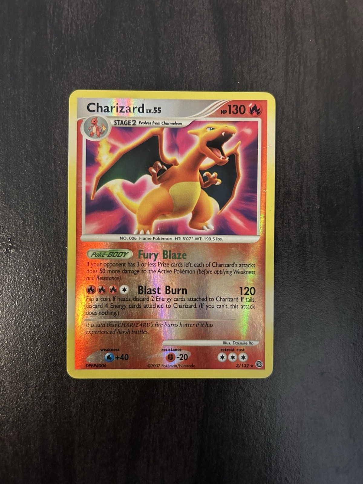 Charizard 3/132 Reverse Holo Rare Diamond & Pearl Secret Wonders NM
