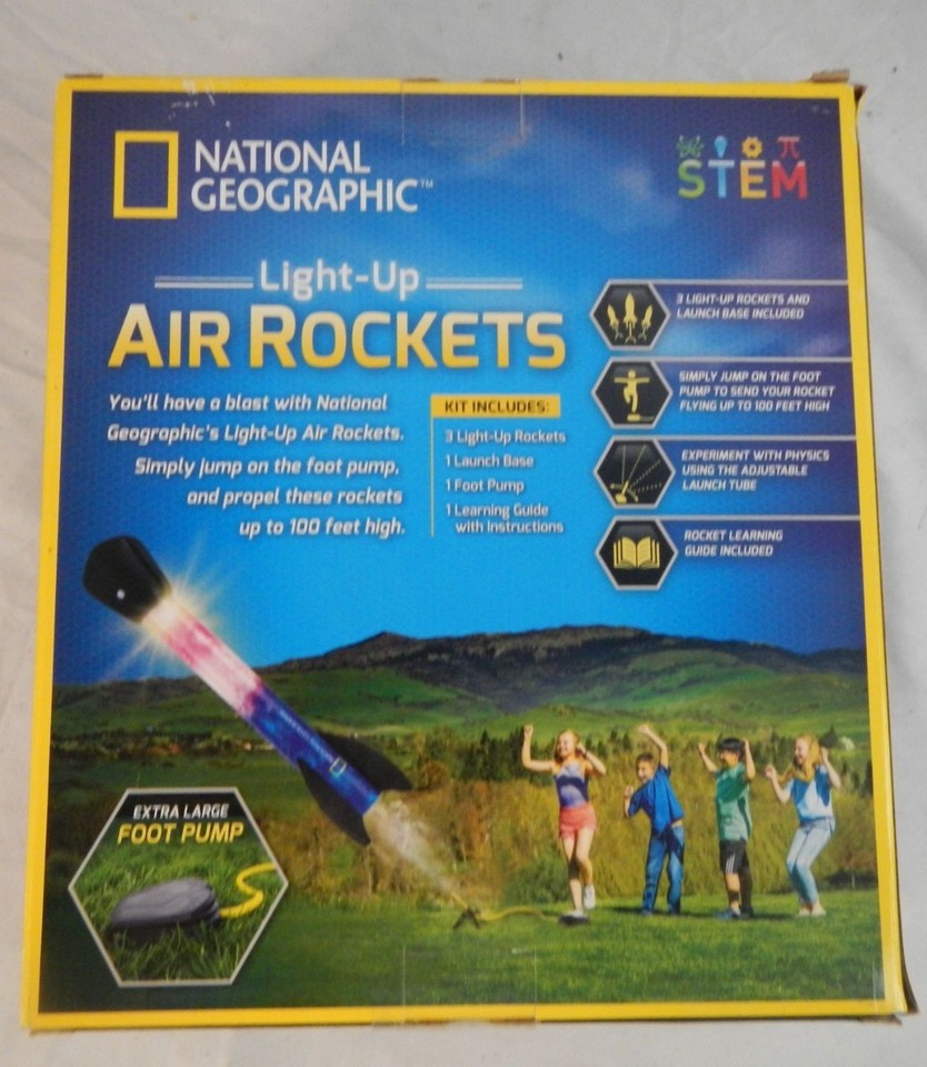 National Geographic Light-Up Air Rockets STEM Kit Includes 3 Rockets ...