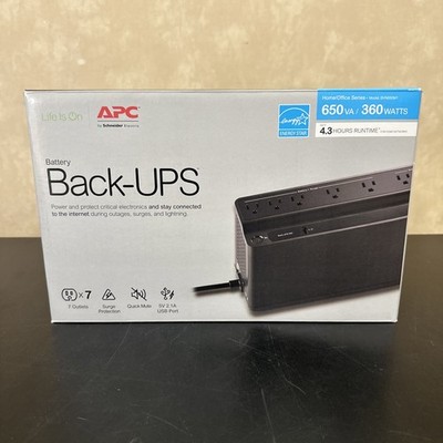 APC Back-UPS 650VA 7 Outlet Battery Backup and Surge Protector Power Black