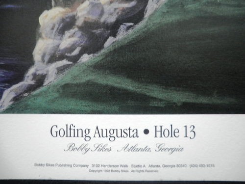 Bobby Sikes Golfing Augusta Hole 13 A/P Lithograph - Picture 3 of 4