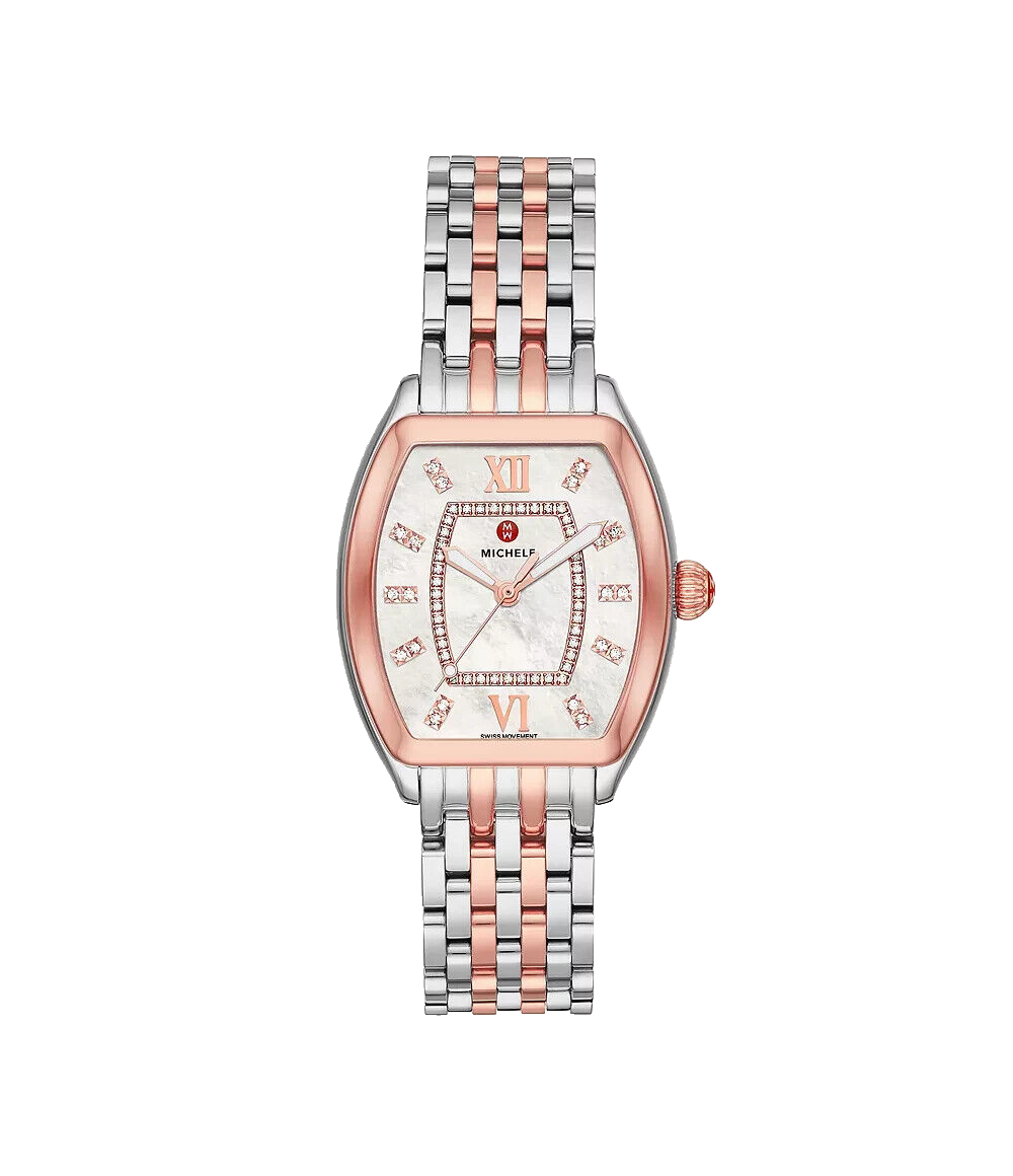 NEW MICHELE RELEVE MOP DIAMOND DIAL ROSE GOLD TWO TONE WATCH  display picture 3