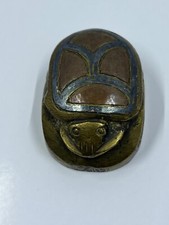 Egyptian Revival Solid Brass Scarab with Hieroglyphics on bottom