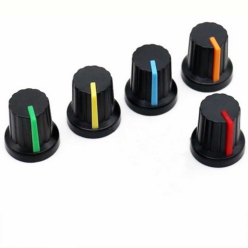 20 Pcs 6mm Shaft Hole Dia Plastic Threaded Knurled Potentiometer Knobs Cap 15*15 - Afbeelding 12 van 14