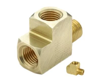 NEWMATICS 3/8" NPT Brass Barstock Street Tee Pipe Fitting 3/8" NPT Male X 3/8" Female NPT