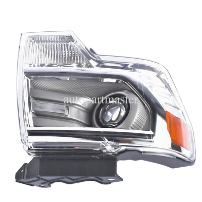 For 2013-2014 Ford F150 Right HID/Xenon Headlight Chrome Trim Projector Headlamp