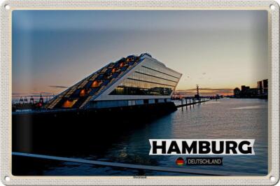 Blechschild Städte Hamburg Dockland Architektur 30x20 cm Deko Schild tin sign