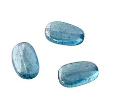 25 Preciosa Czech Boho Glass Lumi Blue 14x8mm Wavy Flat Oval Craft Beads