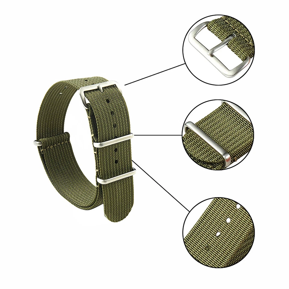 Nueva correa de reloj de nailon de lona envolvente de alta calidad para hombre 18 mm 20 mm 22 mm Foto 3 de 3