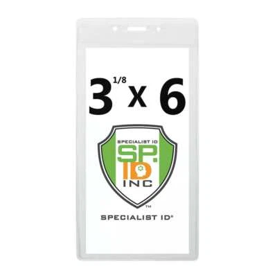 SPECIALIST ID 10 Pack - 3X6 Inch Clear Large Event Badge & Ticket Holders (3 1/8 X 6 Max)