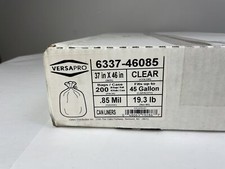 Versapro Trash Can Liners 6337-46085 Clear, 45gal, 37"x46" Case of 200 Bags New