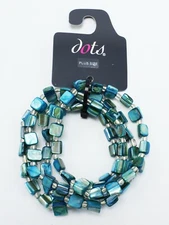 New 4 Piece Plus Size Blue Shell Stretch Bracelet Set by Dots #B1003