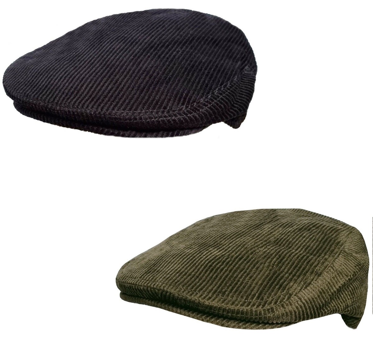 Corduroy Flat Caps Outdoors Country Cord Caps Winter Summer Hat Black,  Green