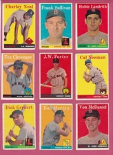 1958 Topps Baseball Cards - complete your set, mostly VG to EX+ conditions