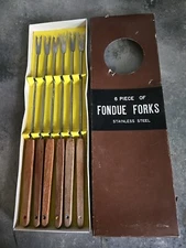 vintage fondue fork set 